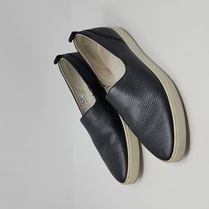 Ecco Grey Metallic Leather Ponited Loafers Size 11